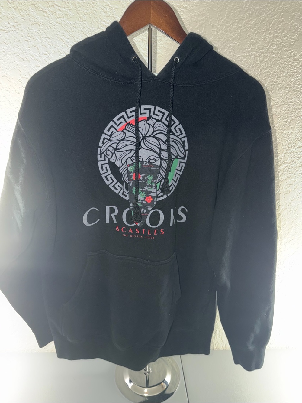 Crooks & Castles Black Hoodie with Multicolor Medusa Graphic